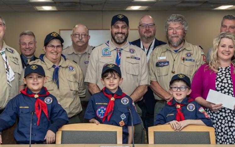 Selectmen with Cub Scouts